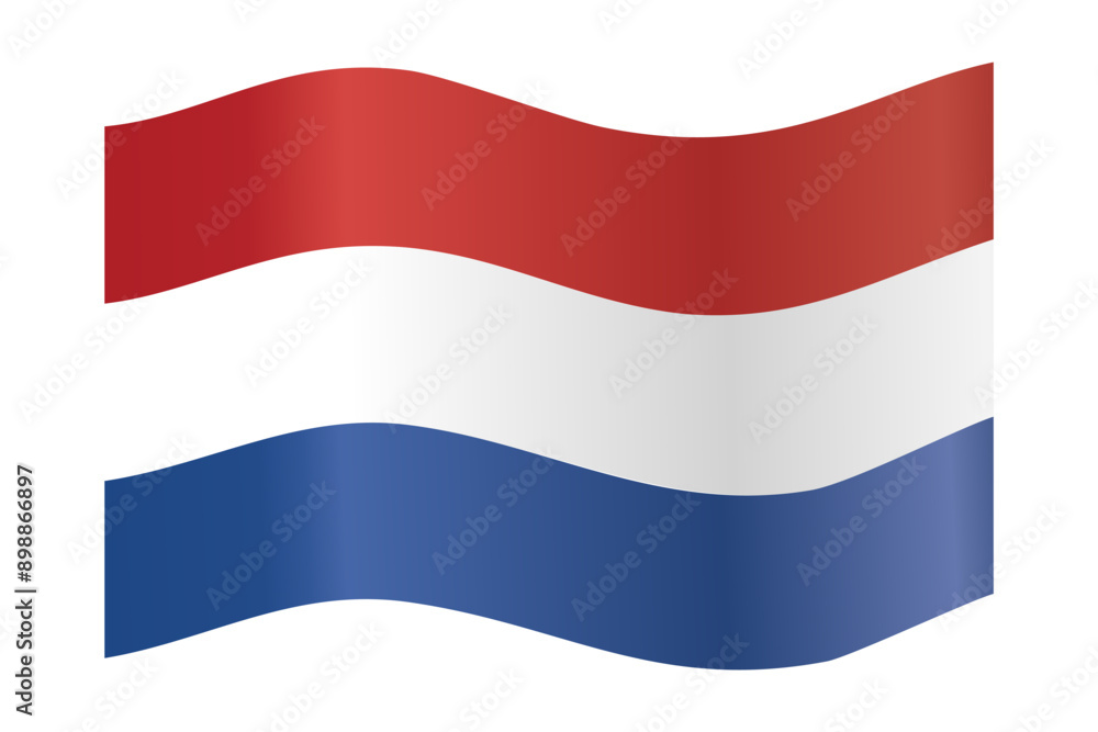 Fototapeta premium Flag of Netherlands background waving flag gradient texture vector illustration clipart for decoration ceremony. Shiny silk 3D Dutch flag 300dpi.