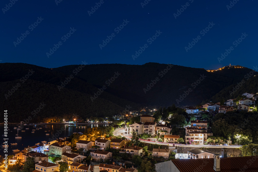 Night shot of the village of Rabac, croatia Night shot of the village of Rabac, croatia