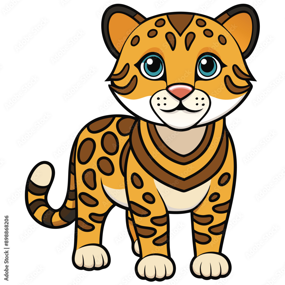 Cute Leopard Icon Vector on White Transparent Background for Kids Books Cute Leopard Icon Vector on White Transparent Background for Kids Books