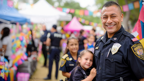 Police Officer at Community Event with Children