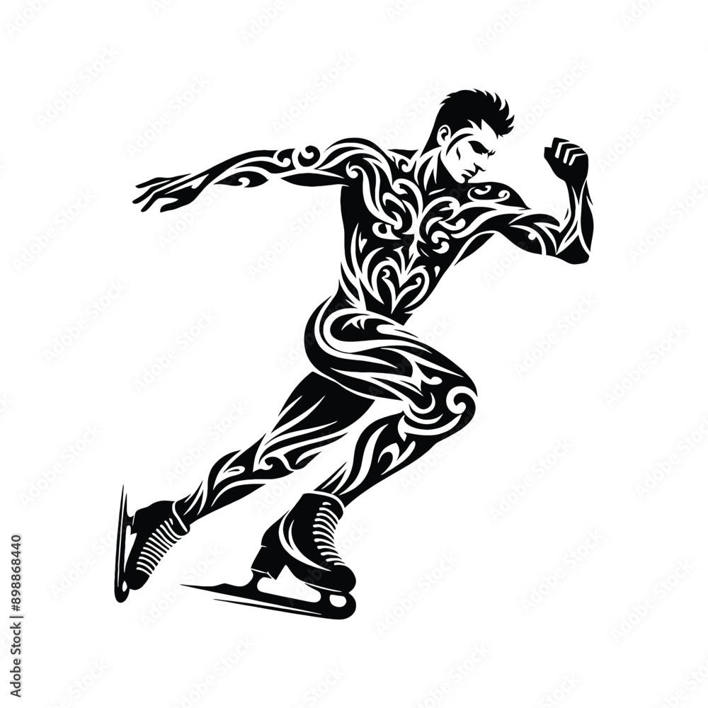 Fototapeta premium content male in ethnic tribal pattern illustration, emblem shield badge