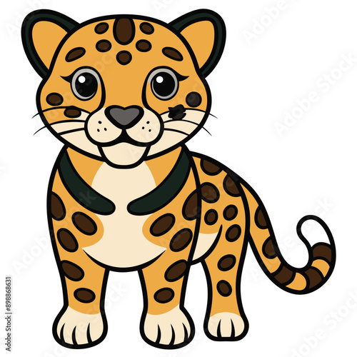 Cute Leopard Icon Vector on White Transparent Background for Kids Books