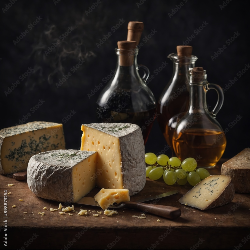 Naklejka premium Cheese and nut selection with heirloom tomatoes a luxurious and tasty option