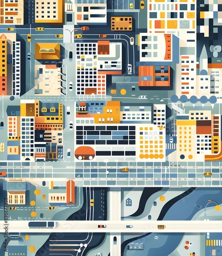 Aerial View of Modern Cityscape Illustration