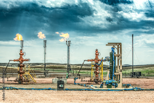 Canvas Print oil well in the field