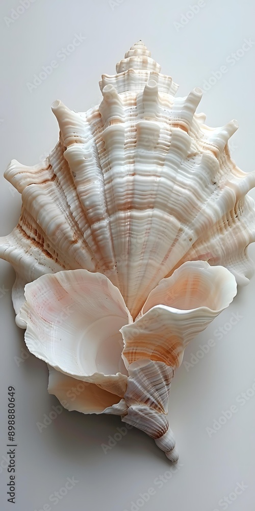 Close Up of a Large White and Brown Seashell Close Up of a Large White and Brown Seashell