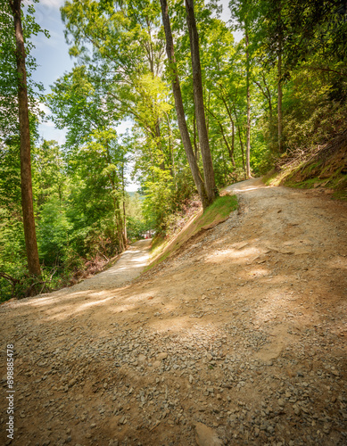 Winding pathway to Catawba Falls, Old Fort, North Carolina, USA 2024