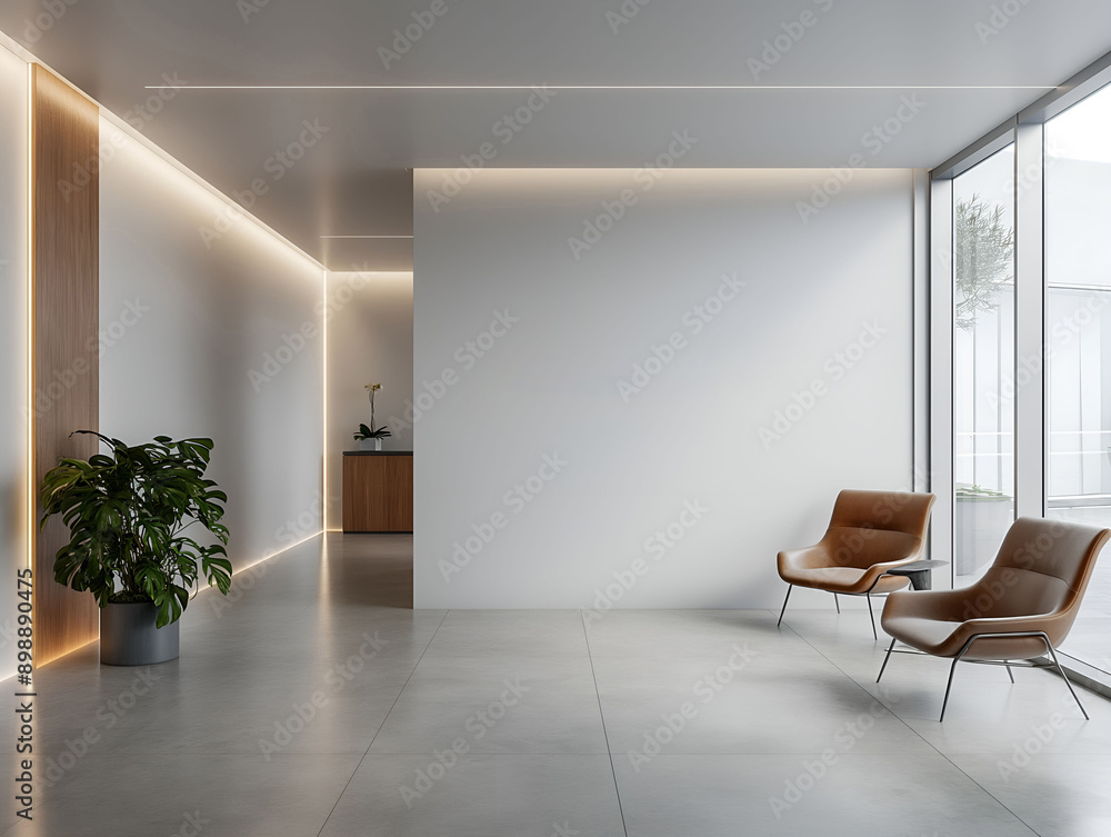 Fototapeta premium Interior of contempotary modern office. Minimalistic corporate design.