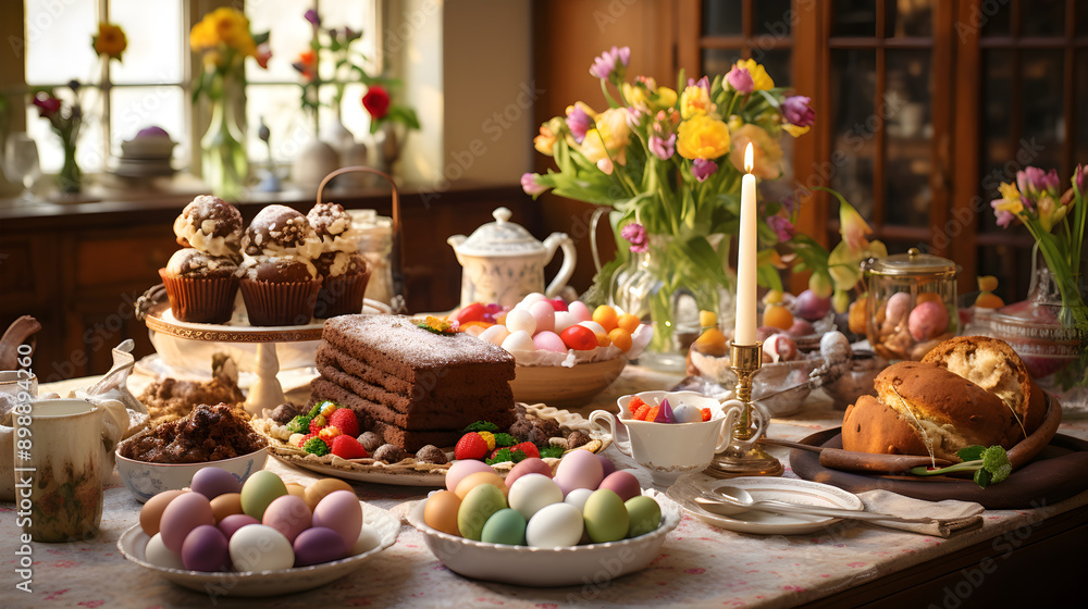 Heartwarming Easter Celebration: A Family's Traditions and Delicious Spread Captured in an Image Heartwarming Easter Celebration: A Family's Traditions and Delicious Spread Captured in an Image