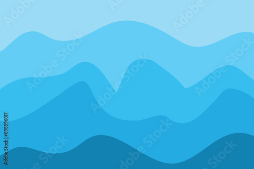 Water Wave Background Design, Abstract Vector Blue Ocean Walpaper Template