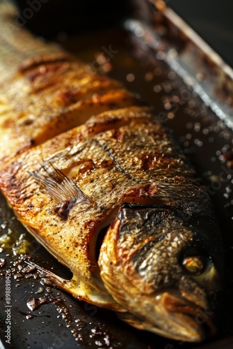 Delicious Natural Bio fried baked  grill delicious  fish  Generative AI