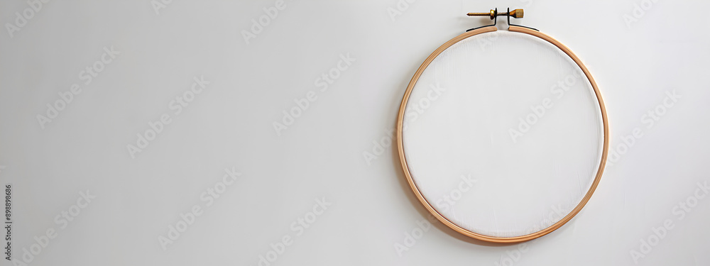 Canvas background in wooden embroidery hoop, on a white background. Canvas background in wooden embroidery hoop, on a white background.