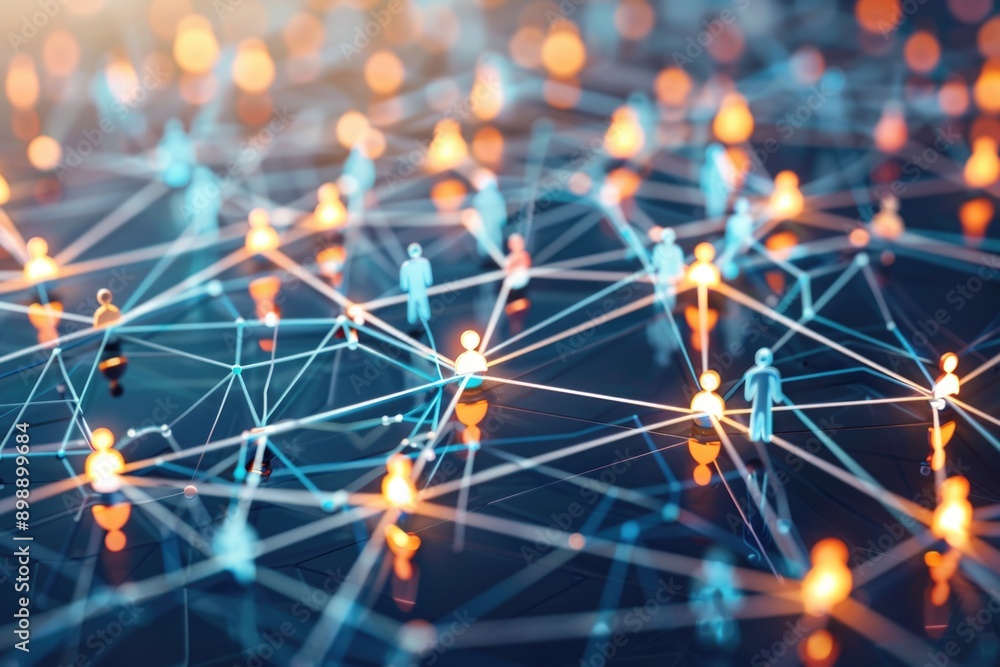 Group of people connected and interacting in a social network Group of people connected and interacting in a social network