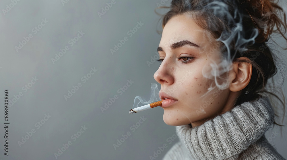 Fototapeta premium woman with nicotine addiction
