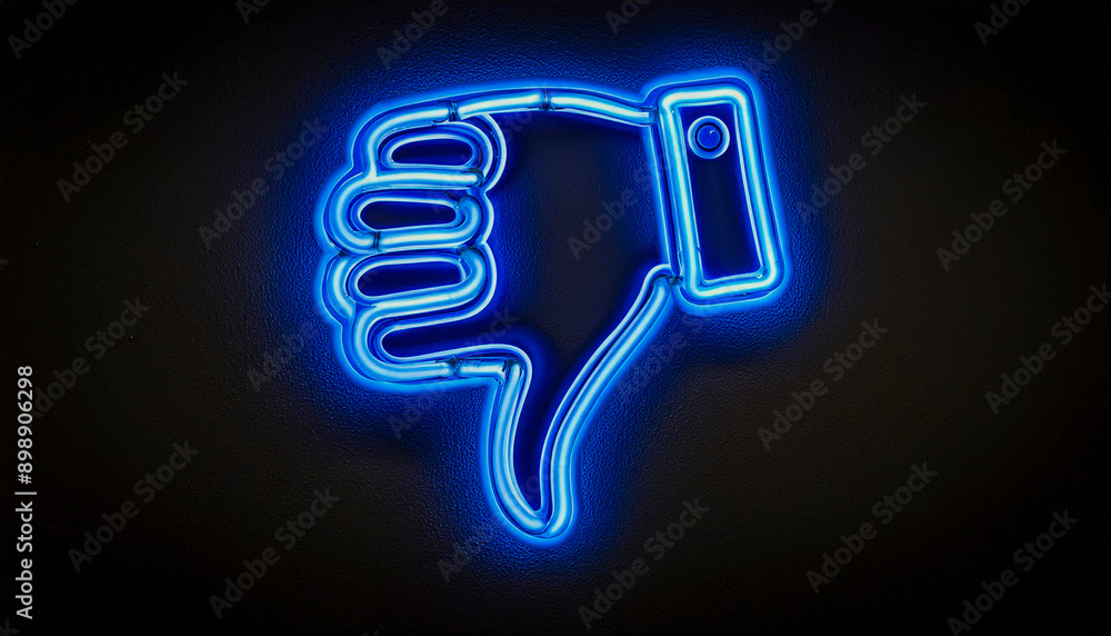 Neon sign of a hand with thumbs down drawing Neon sign of a hand with thumbs down drawing