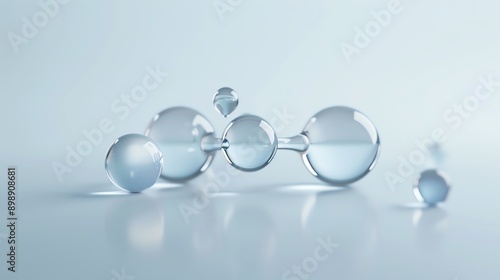 Hyaluronic acid molecule surrounded by NAG and amino acids, skincare innovation, scientific composition