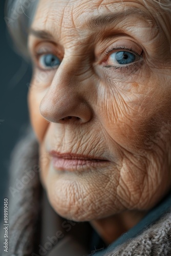 close-up photo of an elderly lady Generative AI