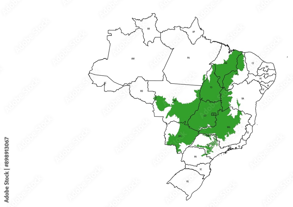 Cerrado biome map in Brazil Cerrado biome map in Brazil