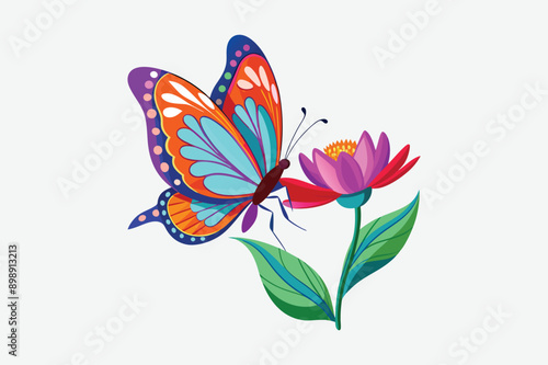 Colorful butterfly on a flower in a vibrant garden