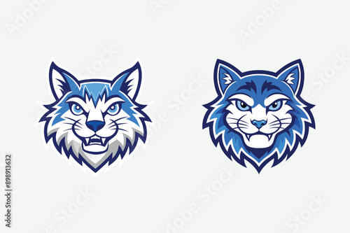 Cute cartoon vector illustration shows a black and white drawing of a cat and dog pet face