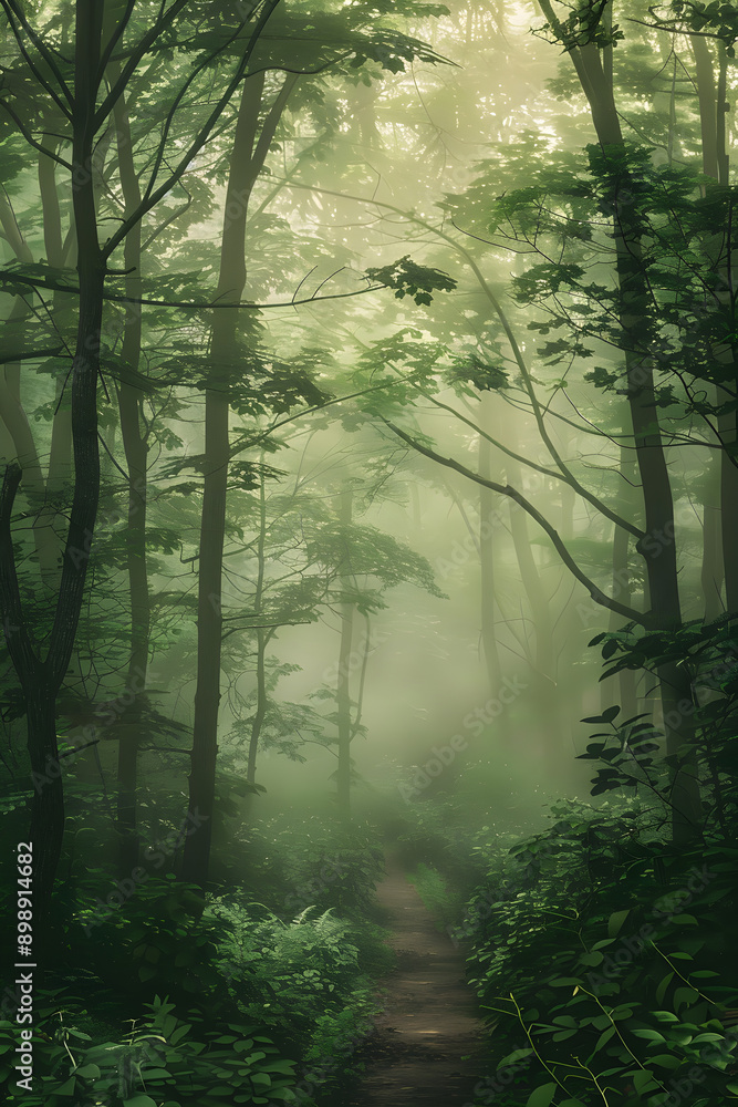 Serenity in the Mist: A Foggy Morning in a Dense Forest Inviting Reflection and Tranquility Serenity in the Mist: A Foggy Morning in a Dense Forest Inviting Reflection and Tranquility