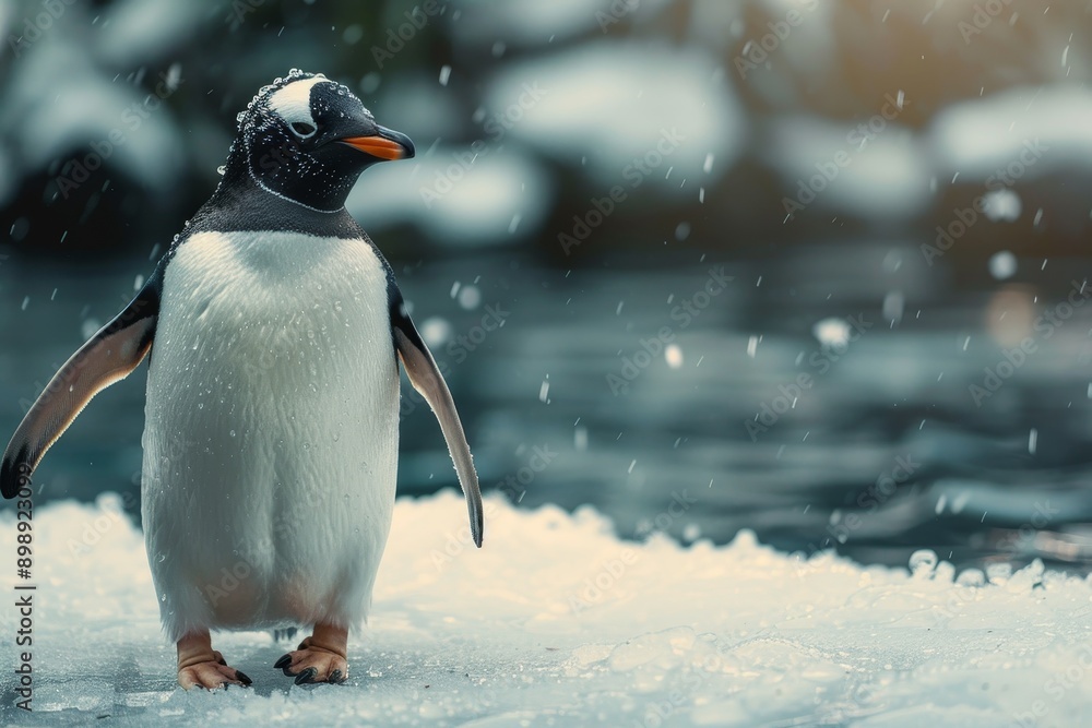 Photorealistic penguin On ice, Generative AI Photorealistic penguin On ice, Generative AI