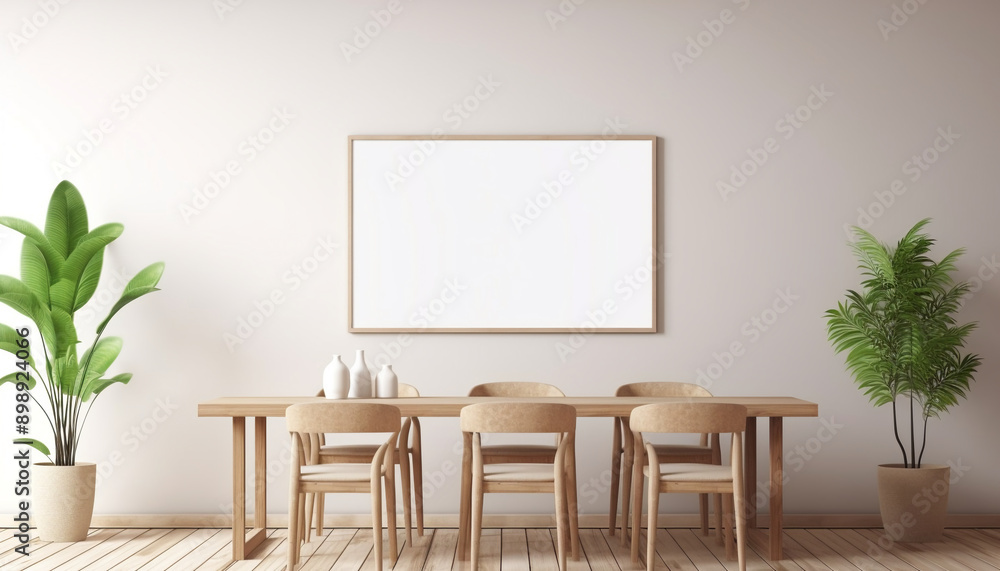 Contemporary dining room sleek furniture with empty frame Contemporary dining room sleek furniture with empty frame