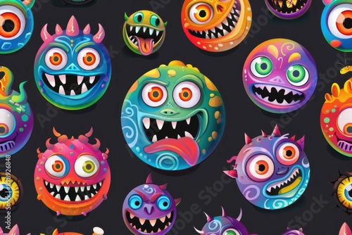 Wallpaper Mural Colorful creatures on dark background Torontodigital.ca