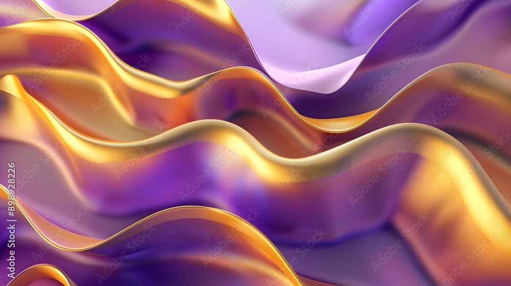 Abstract Background with 3D Wave Bright Gold and Purple Abstract Background with 3D Wave Bright Gold and Purple