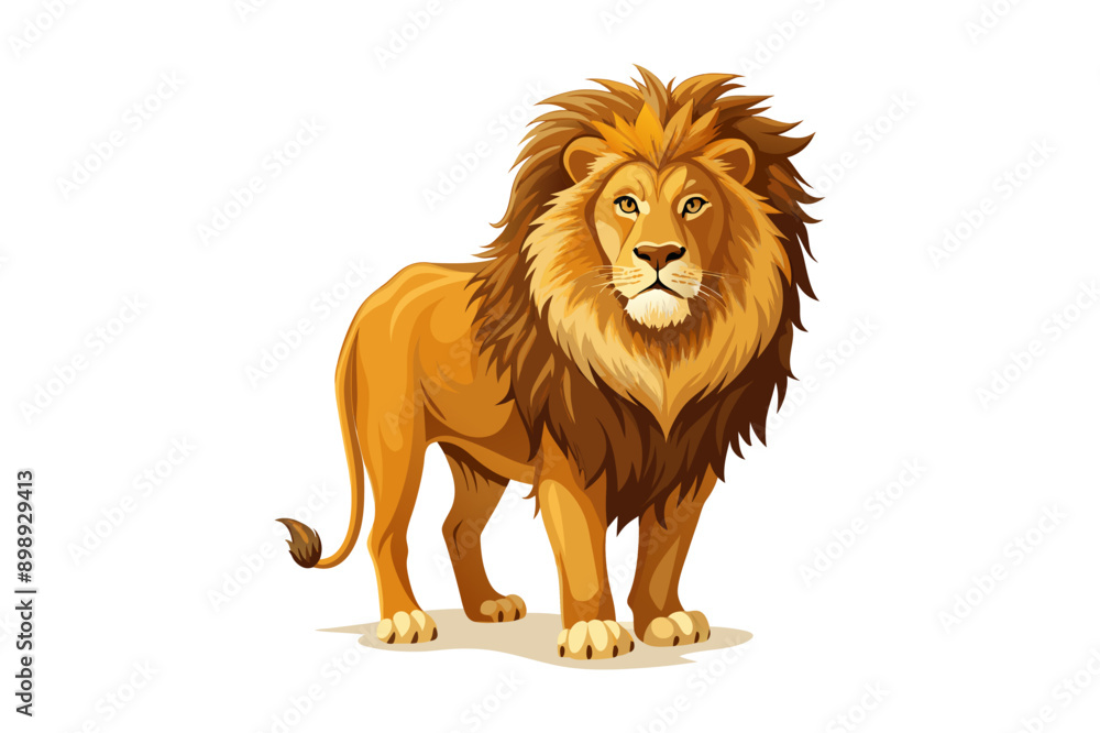 Obraz premium Realistic Lion in Natural Habitat Illustration - Vector & Silhouette