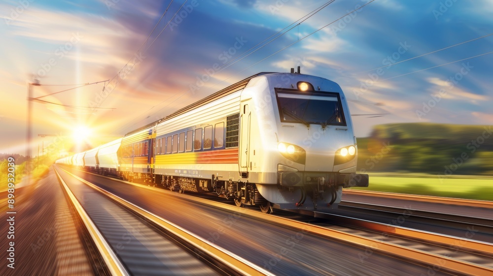 High-speed train. Selective focus background and copy space High-speed train. Selective focus background and copy space
