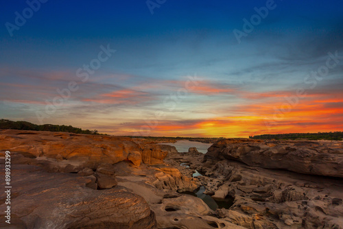 Ubon Ratchathani,Grand Canyon in Thailand, Natural of rock canyon in Mekhong River, Hat Chom Dao or Chomdao Beach and Kaeng Hin Ngam in Ubon