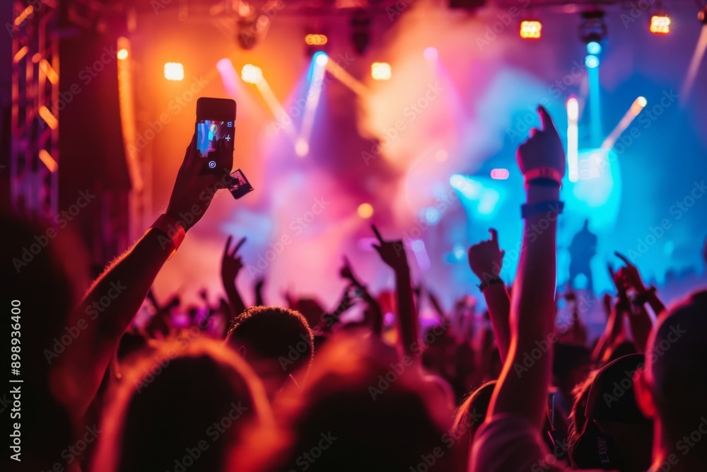 Group of Friends Taking a Selfie at a Lively Summer Concert, Celebrating Friendship and Music in a Vibrant Outdoor Festival Setting Group of Friends Taking a Selfie at a Lively Summer Concert, Celebrating Friendship and Music in a Vibrant Outdoor Festival Setting