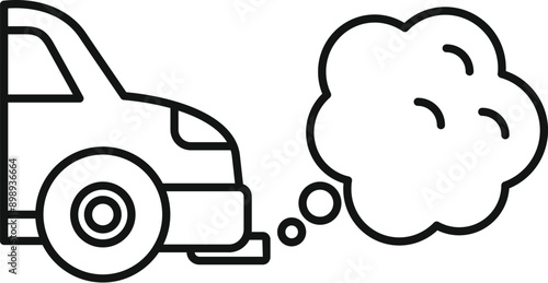 Line drawing of a car emitting exhaust fumes symbolizing air pollution