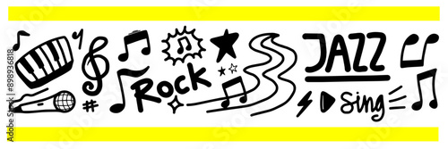 Music element on white background. art music doodle. vector illustration