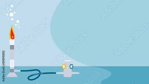 Bunsen burner laboratory science background illustration