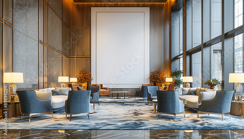 Contemporary hotel lobby functional furniture with empty frame