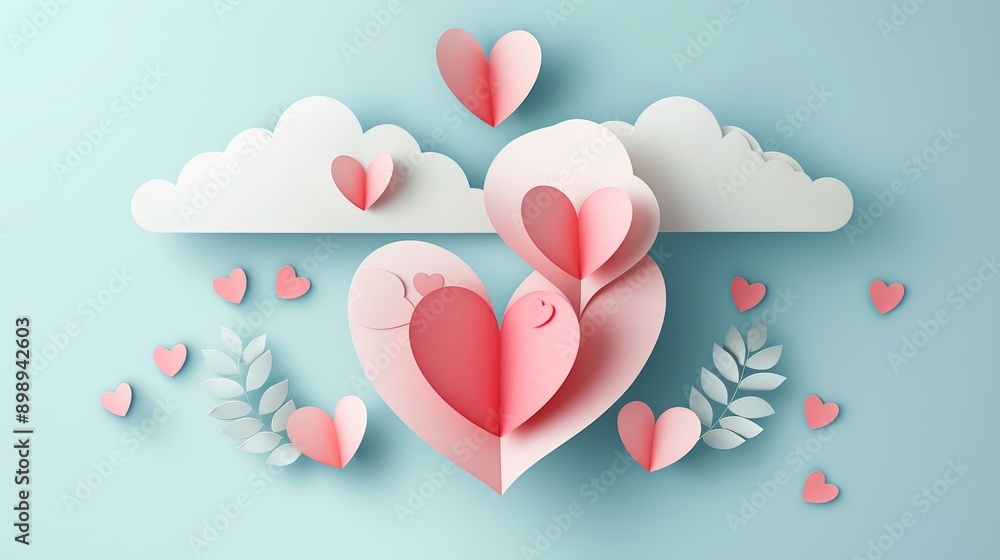 Tender Mother's Day Greeting Card with Vector Elements and Paper Hearts Tender Mother's Day Greeting Card with Vector Elements and Paper Hearts