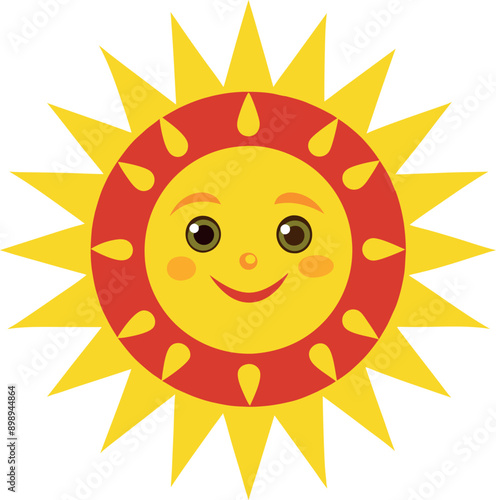A joyful watercolor illustration of the sun with a happy face