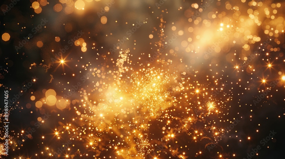 Naklejka premium Abstract golden sparkle background. This image is perfect for adding a touch of magic to your designs, especially for holidays or celebrations.