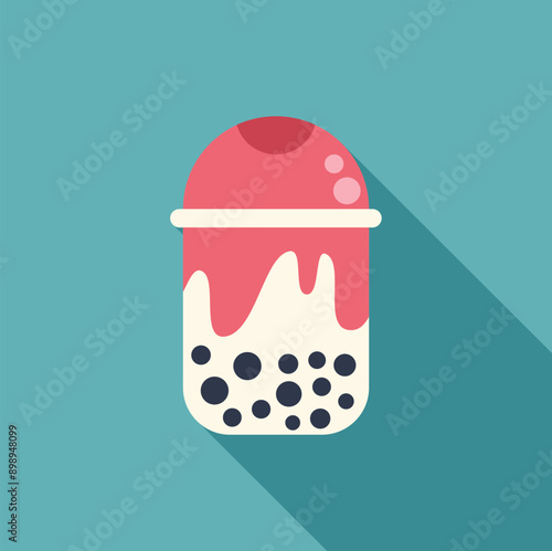 Refreshing cup of bubble tea is waiting to quench thirst on a hot summer day