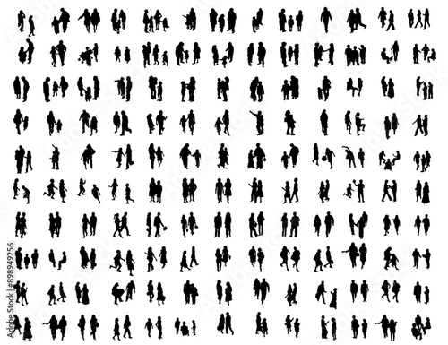 Isometric various people silhouette design rough hand drawn vector illustration