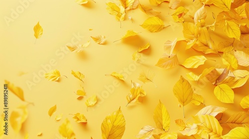 Wallpaper Mural A bunch of yellow leaves fluttering in the air Torontodigital.ca