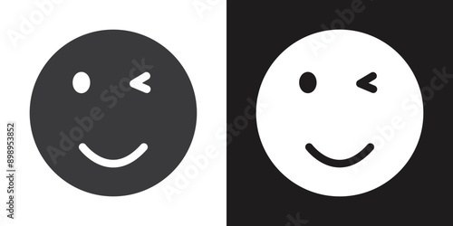 Winking eye icon Flat set in black and white color outline vector