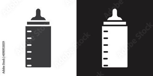 baby sippy icon Flat set in black and white color outline vector