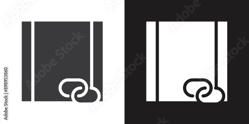 Backlink icon Flat set in black and white color outline vector