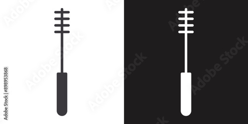 Bottle sweeper cleaning brush icon Flat set in black and white color outline vector