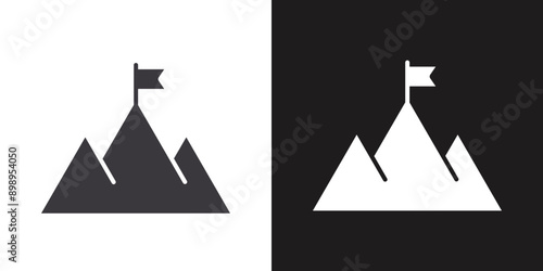 Mission Path icon Flat set in black and white color outline vector