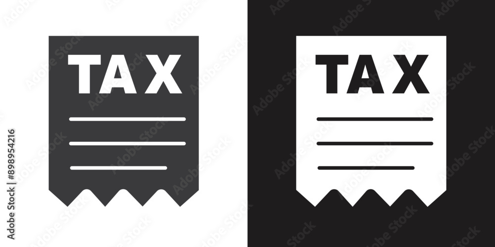 Tax reminder icon Flat set in black and white color outline vector Tax reminder icon Flat set in black and white color outline vector