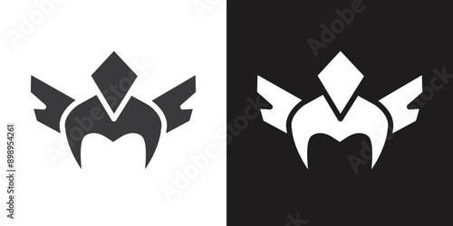 valkyrie icon Flat set in black and white color outline vector
